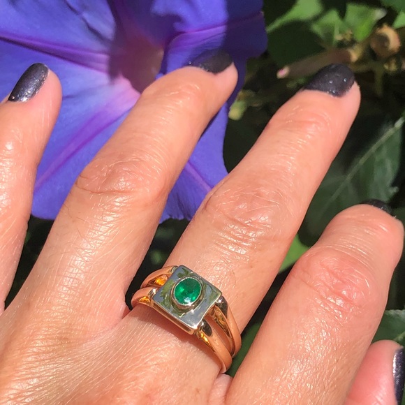 Natural Emerald /& Coral Wreath Ring 14K White Gold Plate ~ Unique Ring ~ Gift for Her Size 8 14